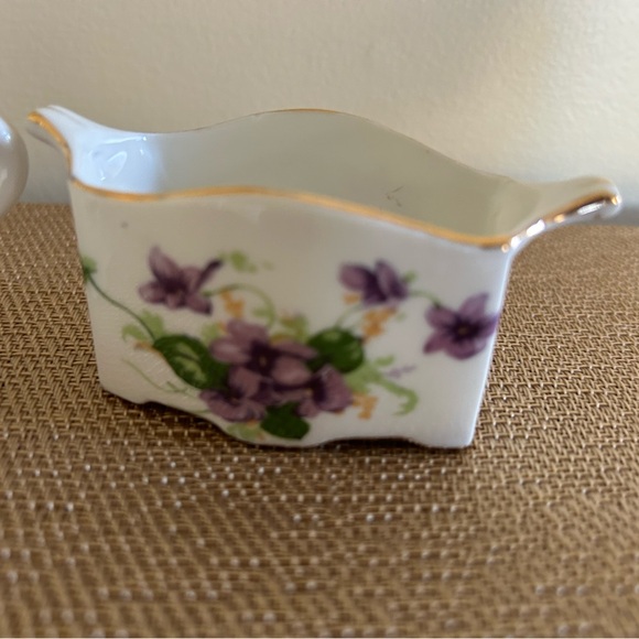 Vintage Norcrest Transferware Miniature Sugar and Creamer Voilet Flowers set, - Picture 4 of 16